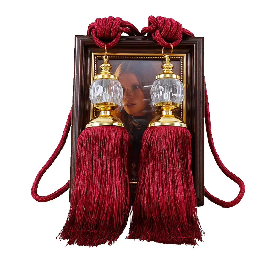 Set aus 2 Paar Vorhangraffhaltern mit Kristallperlen und Quasten in Transparent und Pink - Bild 2