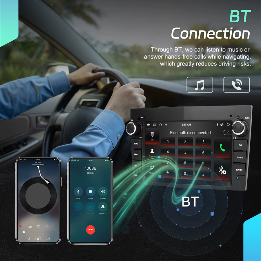 Podofo Android Autoradio mit 7 Zoll Display, 6GB RAM und 128GB Speicher, CarPlay und Android Auto, GPS, WiFi und Bluetooth, Schwarz, passend für Opel Astra Antara Vectra Corsa Zafira Meriva Vivaro Combo Signum Tigra Twin Top - Bild 6