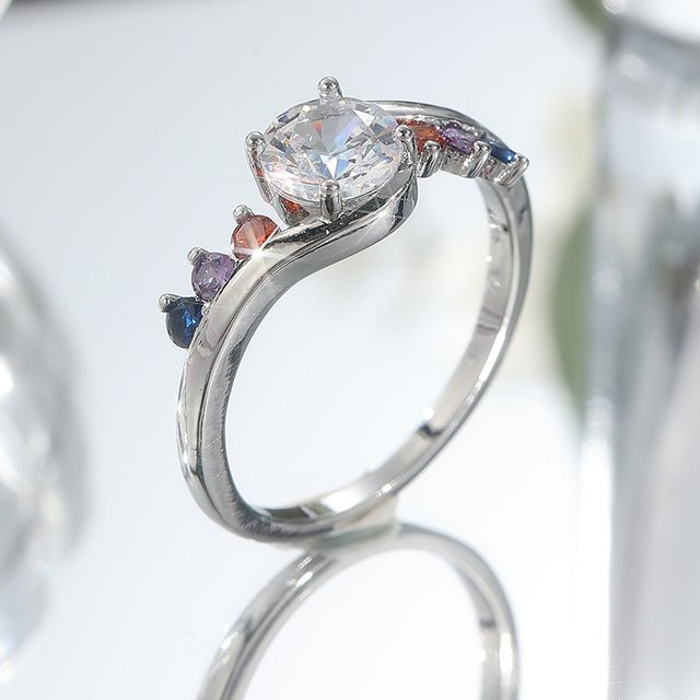 YoYo Ring, versilbert, bunt, Zirkonia, Damen - Bild 1