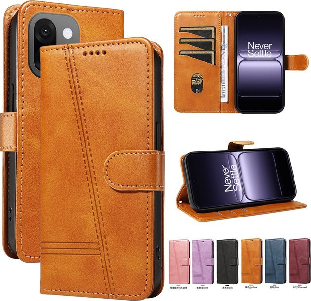 Magnetische Leder-Handtasche für OnePlus Modelle 15 13 13T 13R 12 12R 11 10T 9 Nord ACE CE 5 4 3 2 Pro Lite Ultra Racing Wallet Card Cover in Braun - Bild 1