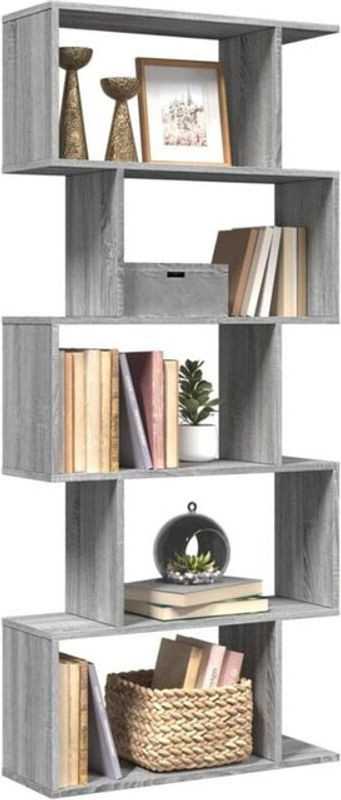 Vidaxl Raumteiler-Bücherregal mit 5 Etagen in Grau Sonoma, B/T/H: 70 x 24 x 161 cm - Bild 1