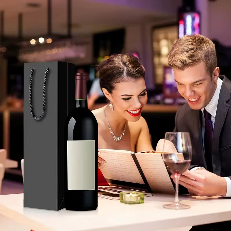 Wein-Geschenktüten aus Kraftpapier mit Kordelzug und Griffen, 10 oder 20 Stück, auslaufsicher und wiederverwendbar - Bild 2