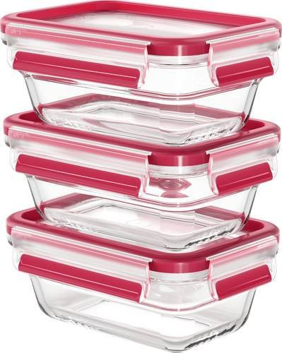 Emsa Clip & Close Frischhaltedose aus Glas mit Deckel, 3er Set, transparent, 0,45 l pro Dose - Bild 1