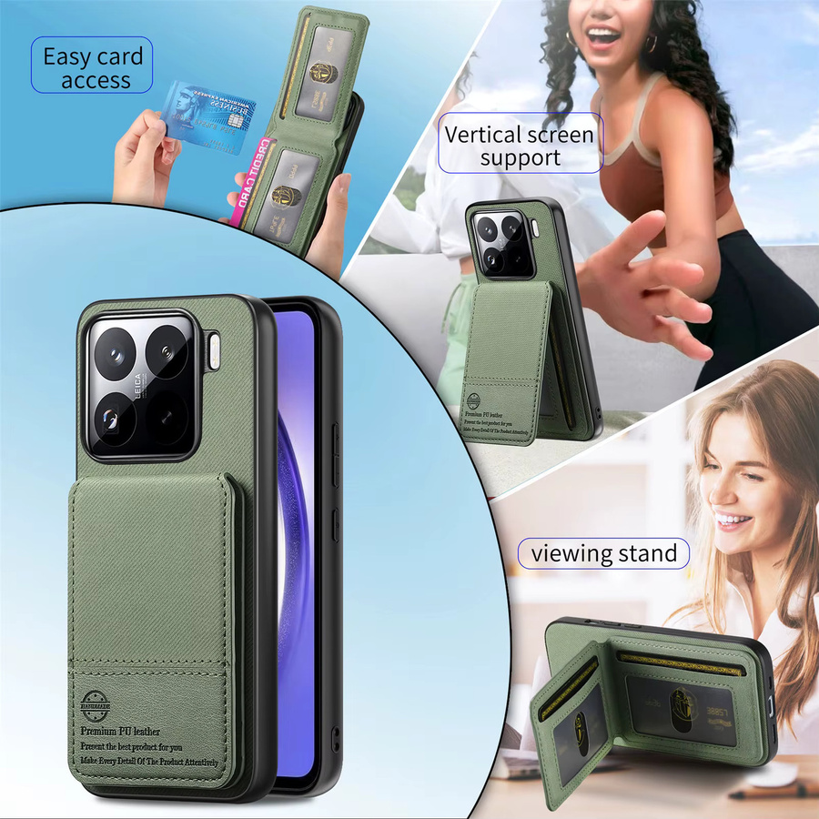 Leder-Handyhülle mit RFID-Schutz und Kartenfach für Xiaomi und Redmi in Grau - Bild 3