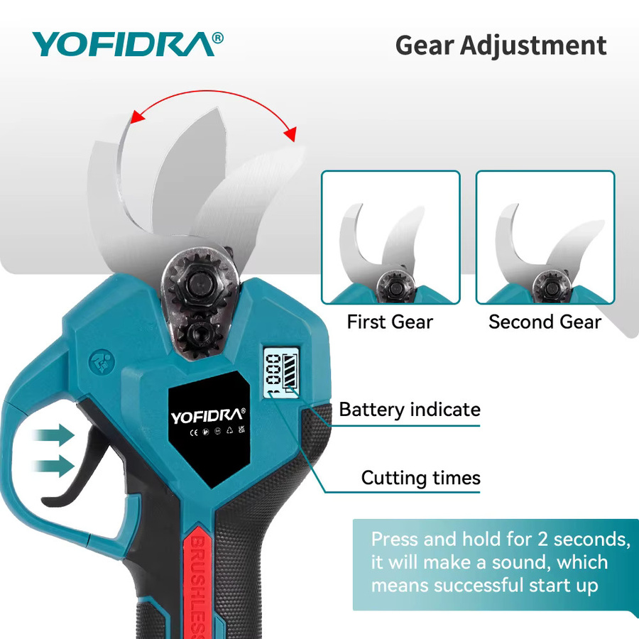 YOFIDRA 4-in-1 Akku-Astschere mit Teleskopstab, bürstenloser Hochleistungs-Astschnitt mit 8-Zoll-Kettensäge und 32-mm-Schere, blau, kompatibel mit Makita 21V LXT Akku - Bild 4