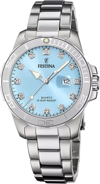 Festina Damenuhr Boyfriend, Quarz, Edelstahl, Blau, 35 mm, 10 ATM - Bild 1