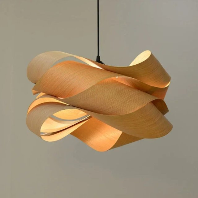 JOYINLED LED Anhängerlampe aus Holz in Schwarz und Braun, Orientalischer Kronleuchter für Schlafzimmer und Restaurant, Durchmesser: 40 cm - Bild 1