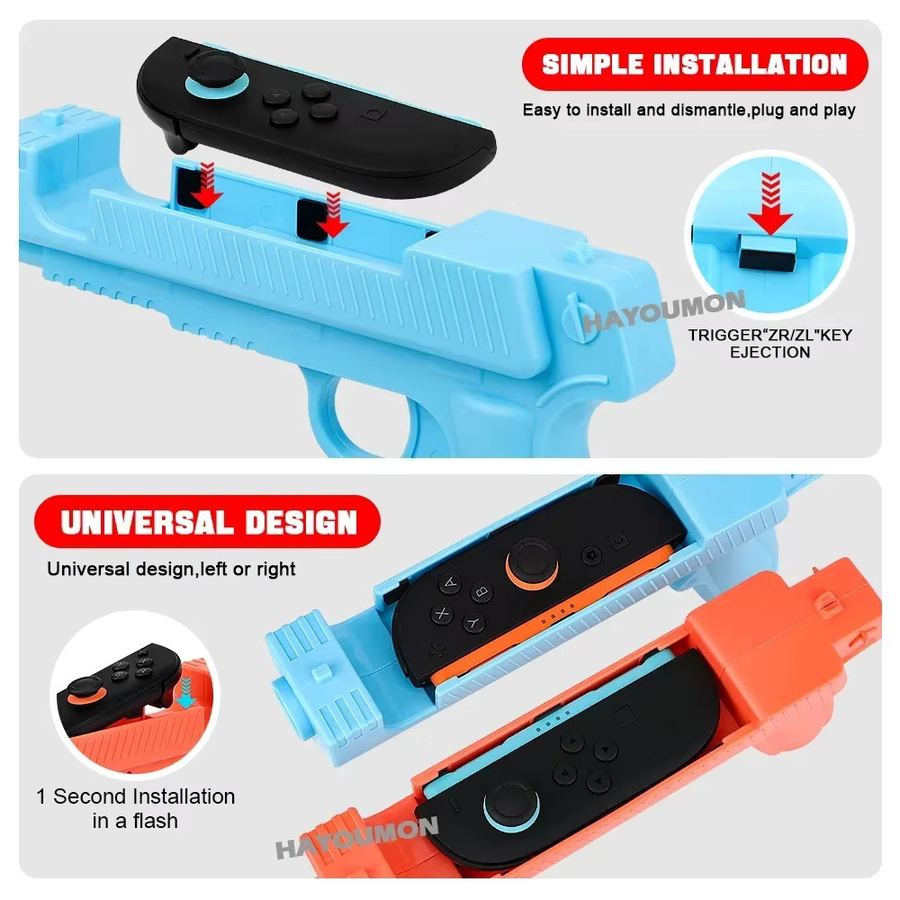 HeroAngel Controller im Waffen-Design für Nintendo Switch, Set aus zwei Spielzeugpistolen-Handgriffen, Farbe: Pink - Bild 5