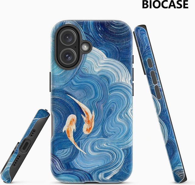 Potdemiel Handyhülle Koi in Wellen mit doppelschichtiger Rückabdeckung kompatibel mit iPhone 18 17 16 15 14 13 12 Pro Max Plus - Bild 1