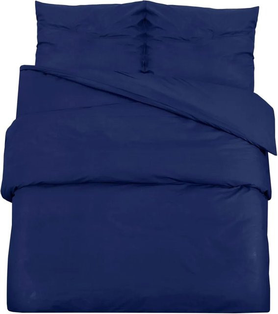 vidaXL Bettwäsche-Set aus Baumwolle in Blau, bestehend aus Bettbezug und Kissenbezug, B/T/H: 135 x 200 cm und 80 x 80 cm - Bild 1