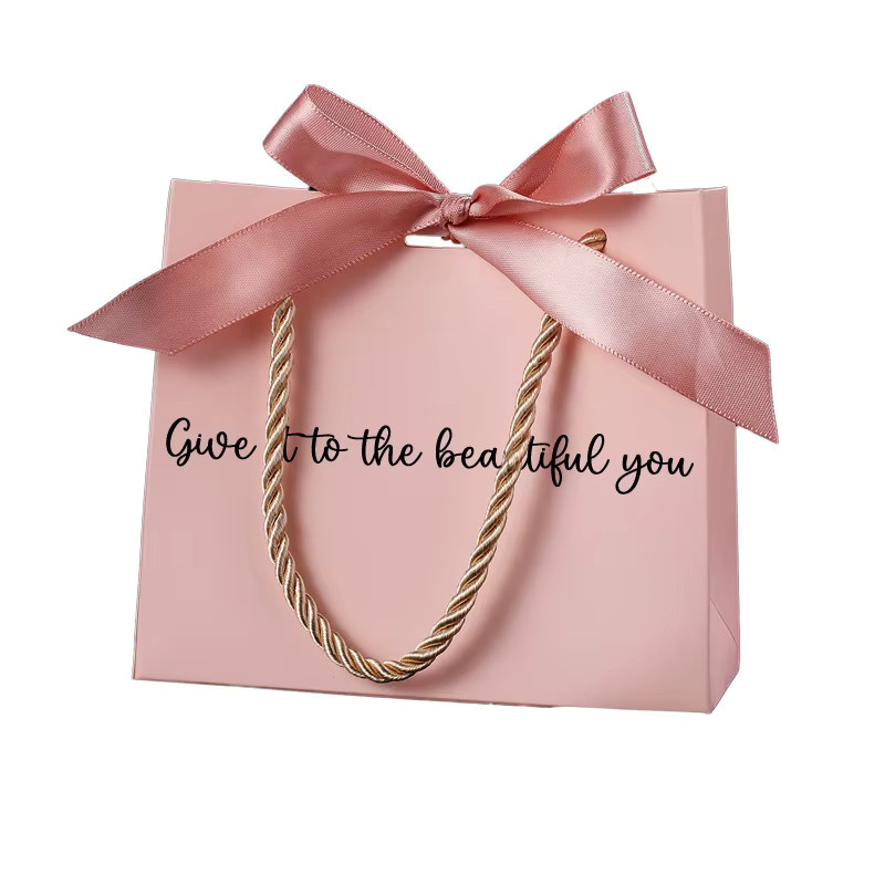 Personalisierte Geschenktüte aus Papier mit Schleife in Pink für Geburtstage, Muttertag oder Valentinstag - Bild 4