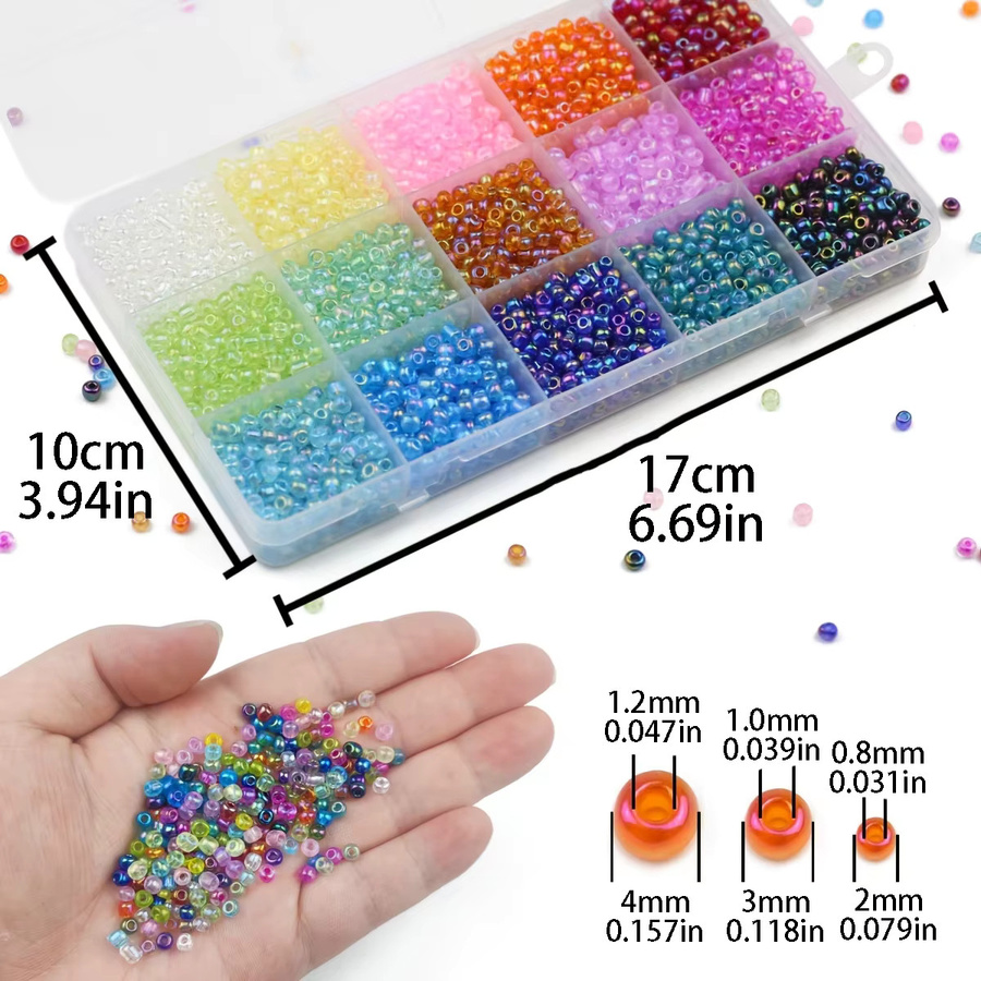 YHBZRET Glasperlen, 15 Farben, 2/3/4mm, Unisex - Bild 4
