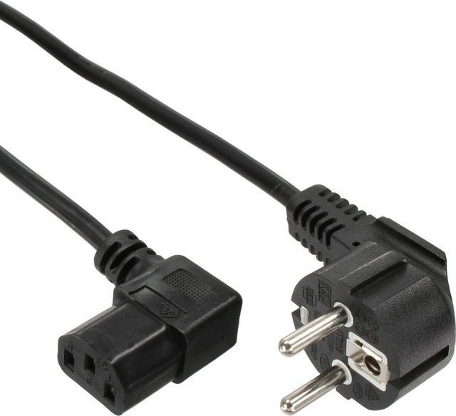InLine 35er Bulk-Pack Netzkabel mit Schutzkontakt, gewinkelt auf C13 Kaltgerätestecker, schwarz, 1,8 m - Bild 1