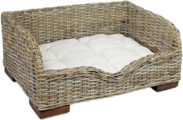 Tiersofa VILLA aus Rattangeflecht mit Einstieg und Liegekissen in Beige - Bild 1