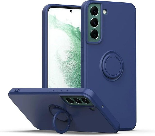 Samsung Handyhülle aus Flüssigsilikon mit Ringhalter für Galaxy S23 S24 Ultra S22 S21 FE S10 Plus A32 A52 A72 A71 in Blau - Bild 1