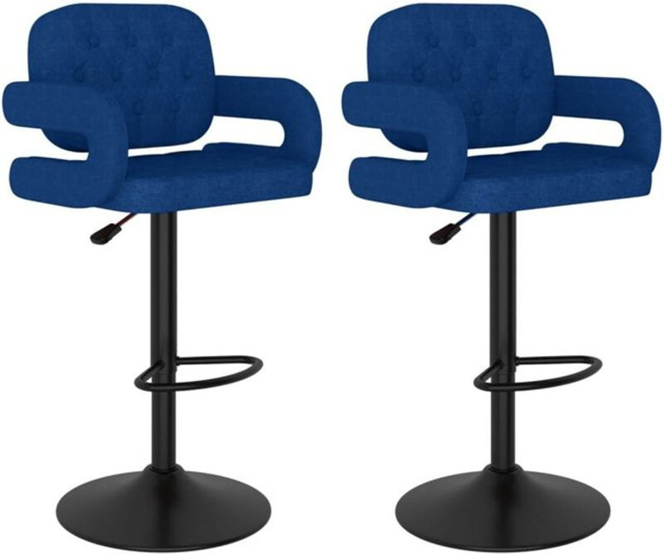 Les Tendances Barhocker 2er Set Blau aus Stoff und Stahl von vidaXL - Bild 1