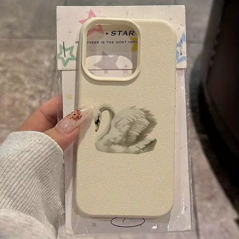 Elegante weiße Schwan Lichee Ledermuster Handyhülle für Samsung Galaxy S25 S24 S23 S22 S21 S20 S10 Plus Ultra 4G 5G stoßfeste Schutzhülle - Bild 1
