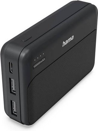 Hama Powerbank Pocket 10 mit 10000 mAh und 2x USB-A Anschlüssen in Anthrazit/Schwarz - Bild 1