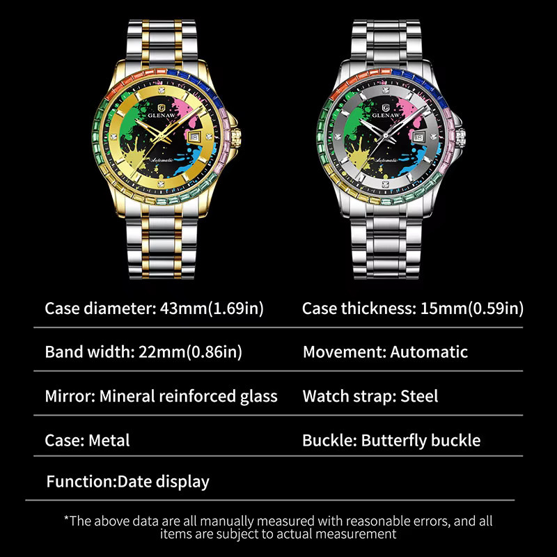 GLENAW Armbanduhr Automatik, Edelstahl, Diamant, Herren - Bild 3