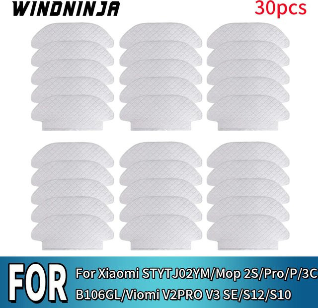 WINDNINJA Einweg-Mopptücher in Weiß für Xiaomi Mop 2S Pro P S12 S10EU STYTJ02YM XMSTJQR2S und Viomi V2Pro V3 SE Roboterstaubsauger Ersatzteile - Bild 1