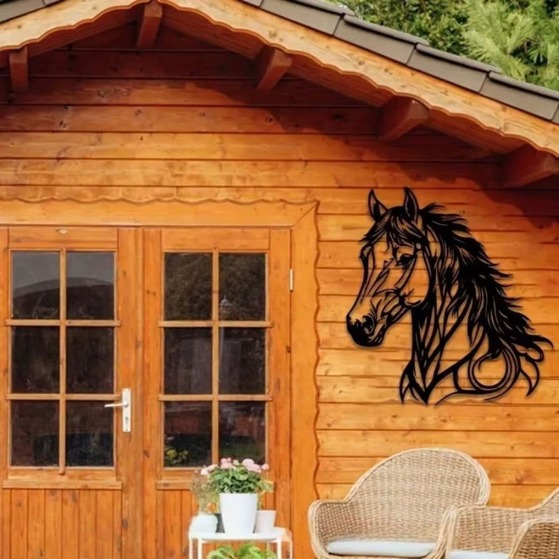 Moderne Metall-Pferde-Wanddekoration von CIFBUY in Schwarz, wasserfeste und rostfreie Wandkunst für Wohnzimmer, Schlafzimmer oder Büro - Bild 2