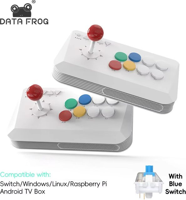DATA FROG Y5A Y3A Kabelloser Arcade Fight Stick Joystick Spielcontroller für Nintendo Switch und Windows PC, Bluetooth & 2.4G, Weiß - Bild 1