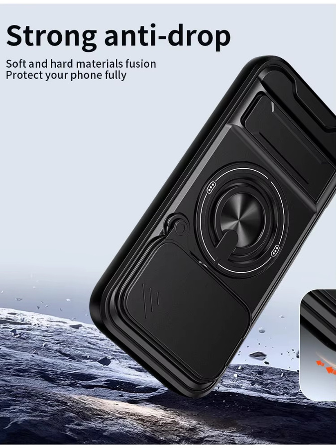 Magnetische Handyhülle für Honor 600 Pro und Honor 600 Lite mit drehbarem Kameraschutzring, Ständer und stoßfestem Schutz in Schwarz oder Silber - Bild 7