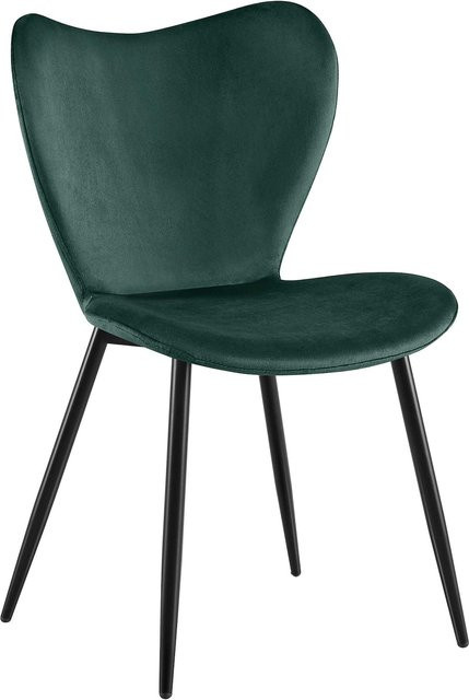 CLP Esszimmerstuhl Maika Polsterstuhl im Retro-Design mit Samtbezug, Farbe: Grün, belastbar bis 150 kg - Bild 1