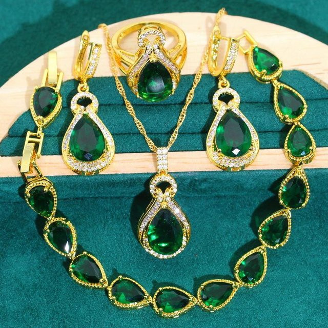 YIRAN Jewelry Schmuckset, Kupfer, Gold, Zirkonia, Diamanteinsatz, Damen - Bild 1