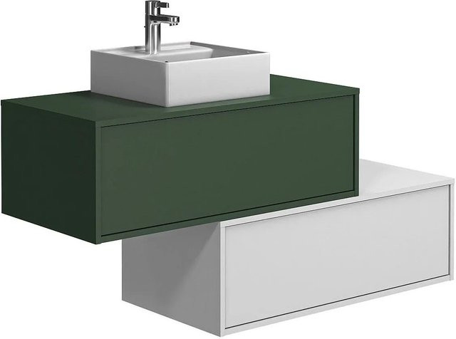 Vente-unique Einzelwaschtisch Teana in Grün und Weiß, Breite: 94 cm - Bild 1