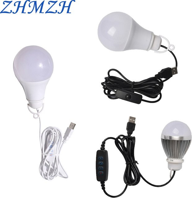 ZHMZH USB-LED-Glühbirne mit 10 W, stufenlos dimmbar, dreifarbiges Licht (CCT), weiß - Bild 1