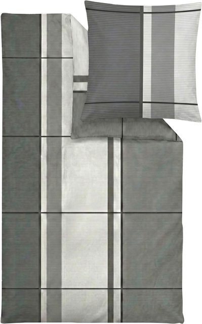 LOOKS BY WOLFGANG JOOP Mako-Satin Bettwäsche aus Baumwolle in Grau, B/H: 155 x 220 cm mit Kissenbezug 80 x 80 cm - Bild 1