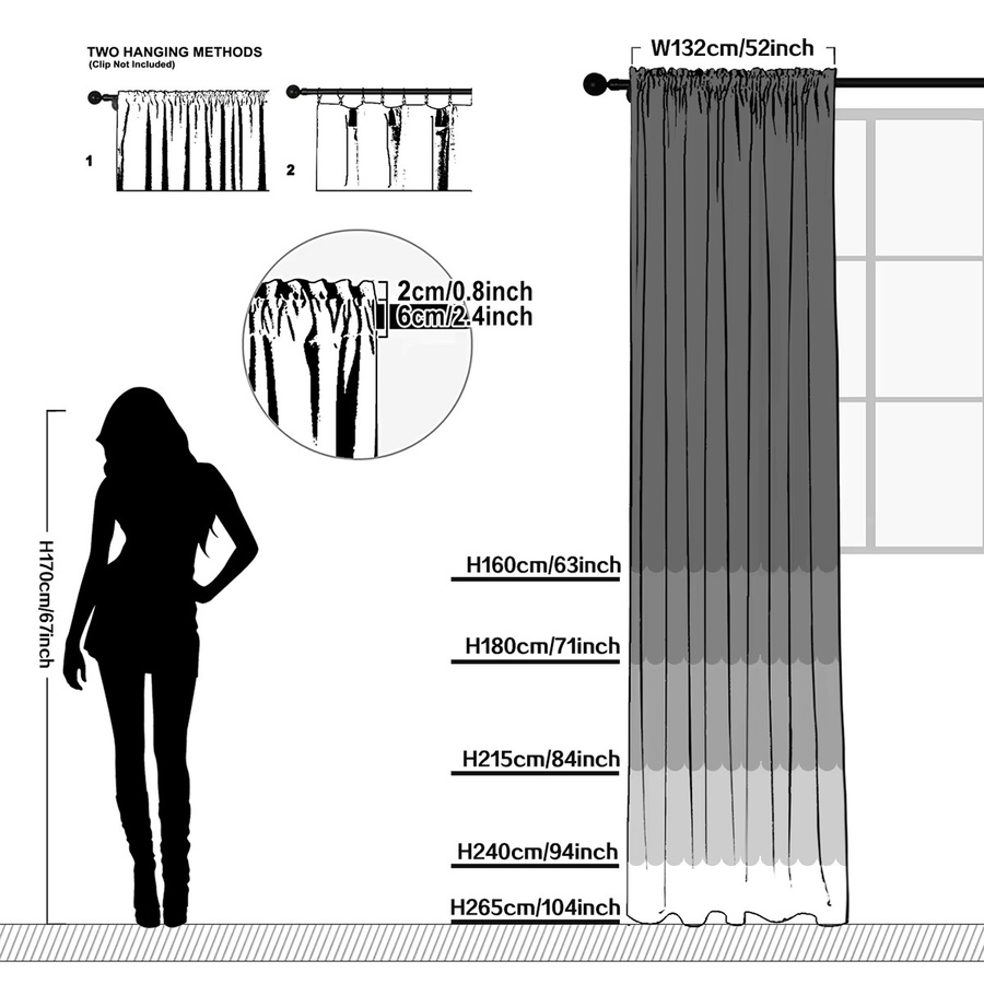 Transparenter weißer Tüllvorhang mit floraler Stickerei im pastoralen Stil für Wohnzimmer und Schlafzimmer, Breite: 160 cm, Höhe: 132 cm - Bild 2
