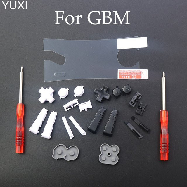 YuXi Silikon Ersatz-Tasten-Set für GBM Konsole mit leitfähigen Gummi-Pads und Werkzeug für A B X Y L R D-Pad und Buttons - Bild 1