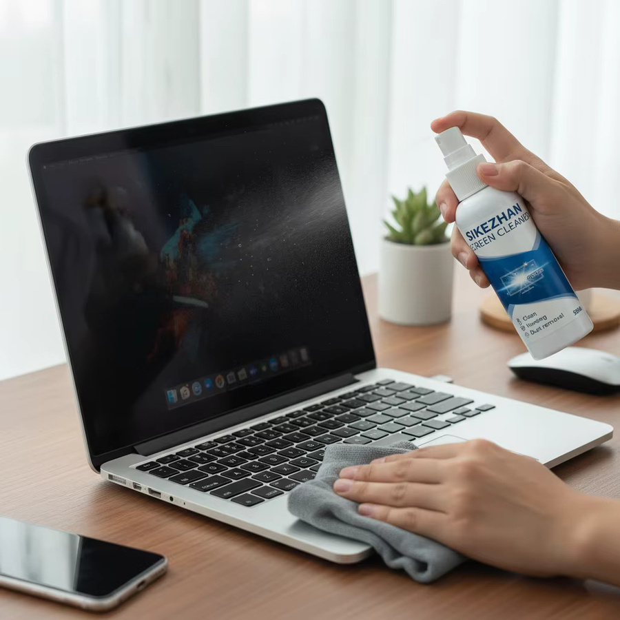 Antistatisches Bildschirmreinigungsspray in Weiß für Telefon, Tablet, Laptop, Monitor und TV zur streifenfreien Entfernung von Fingerabdrücken und Staub - Bild 3