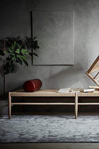Jotex KÖPENHAMN Tagesbett aus Massivholz in Eiche, modern mit Rattan-Elementen, B/T/H: 200 x 120 x 75 cm - Bild 1