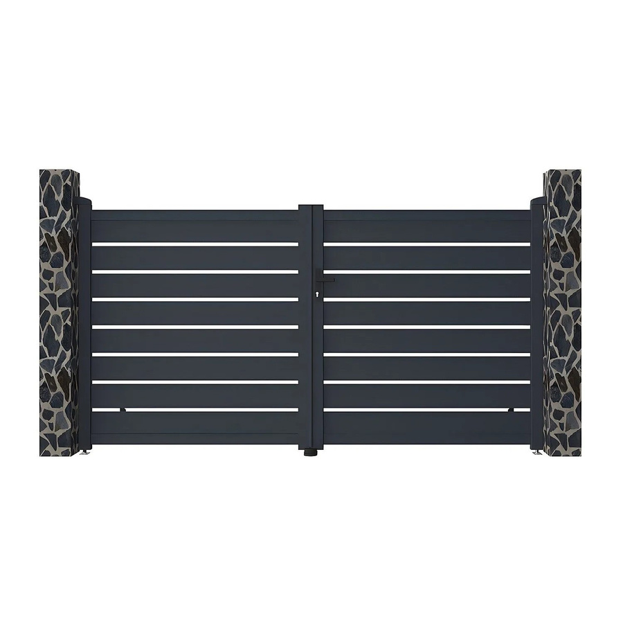 Vente-unique Flügeltor Primo Doppel-Aluminiumtor in Anthrazitgrau, Breite: 300 cm - Bild 2