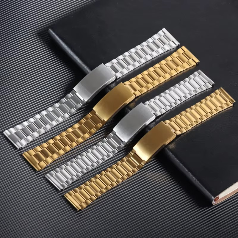 Uhrenarmband Edelstahl, Silber, Gold, Faltschließe, Unisex - Bild 2