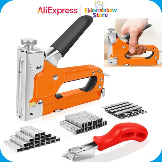 3-in-1 Polster-Tacker Set mit Heftklammernentferner in Orange für Heimwerker und Tischler - Bild 1