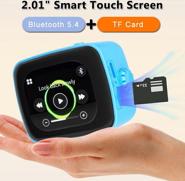 JINSERTA Mini Smart Bluetooth-Lautsprecher im TV-Design mit 2,01 Zoll Touchscreen, Surround-Sound Musikbox, Wecker und Kalender in Weiß - Bild 1