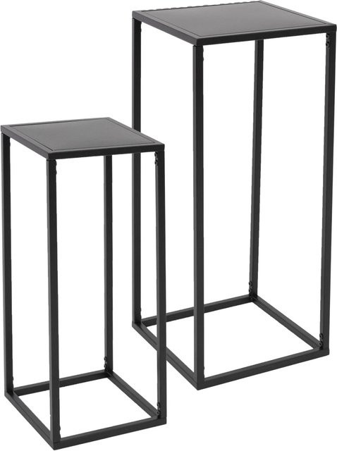 ML-Design Blumenständer 2er Set Schwarz aus Metall, B/T/H: 20 x 20 x 60 cm und 30 x 30 x 70 cm - Bild 1