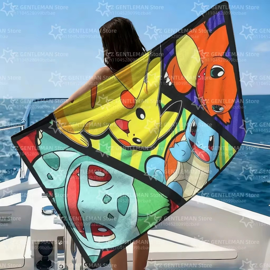 Potdemiel Pokemon Pikachu Strandtuch für Kinder, weich und saugfähig, Mehrfarbig - Bild 4