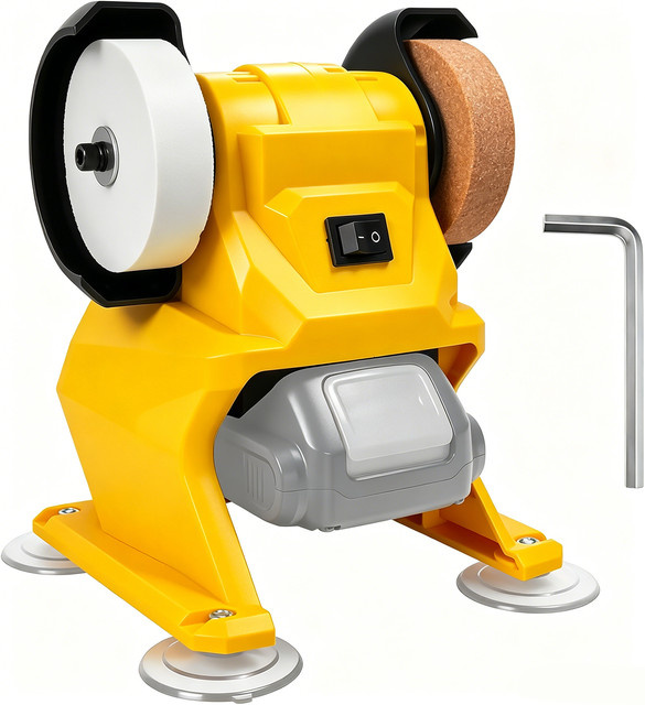 DeWalt Kabelloser elektrischer Tischschleifer in Gelb mit 5500 U/min und Doppelschleifscheiben für DIY-Messerschärfung und Rostentfernung, kompatibel mit 20V Akku - Bild 1