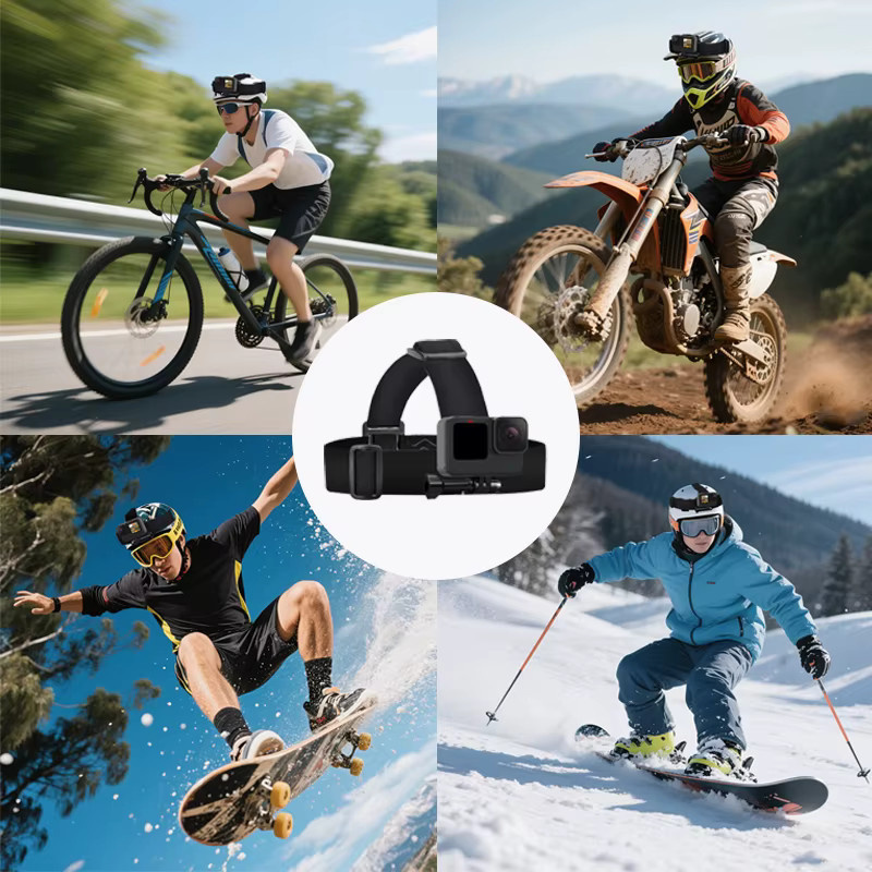 SZKOSTON Einstellbares Kamera Stirnband Strap Kit in Schwarz für GoPro Hero, Insta360, DJI Action und Smartphone Vlog Halterung - Bild 5