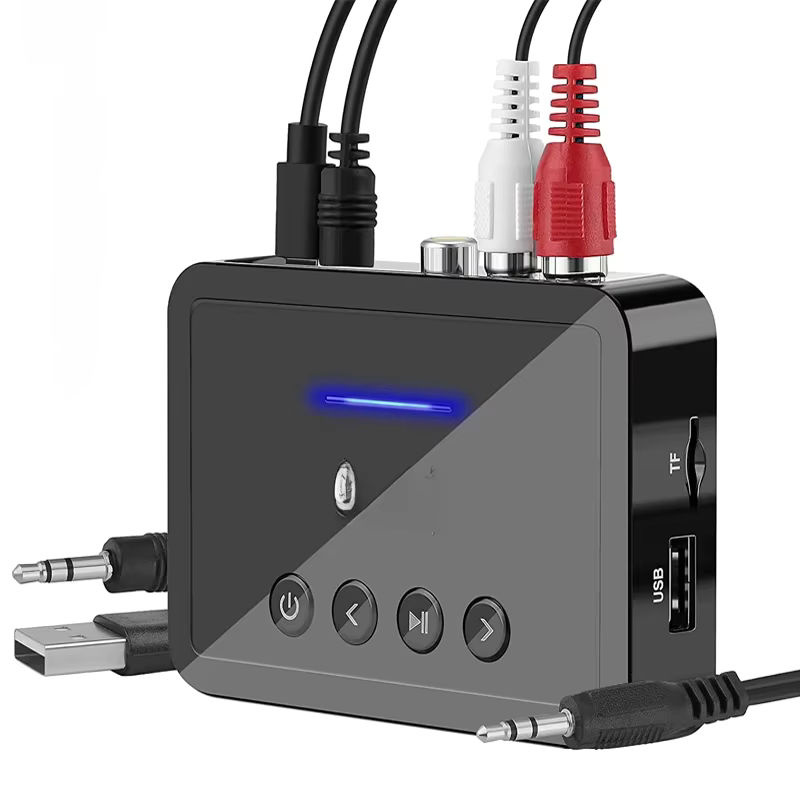 VIKEFON Bluetooth 5.0 Empfänger und Sender mit optischem Anschluss, 3,5mm Jack und RCA in Schwarz mit Fernbedienung für TV und Car Kit - Bild 7