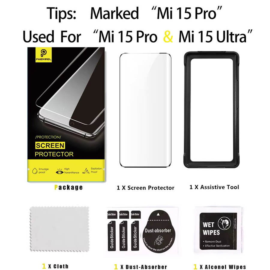 Xiaomi Mi 15 Ultra und Mi 15 Pro 3D Schutzglas Displayschutzfolie transparent mit Fingerabdruck-Entsperrung und bruchsicherer gehärteter Folie - Bild 2