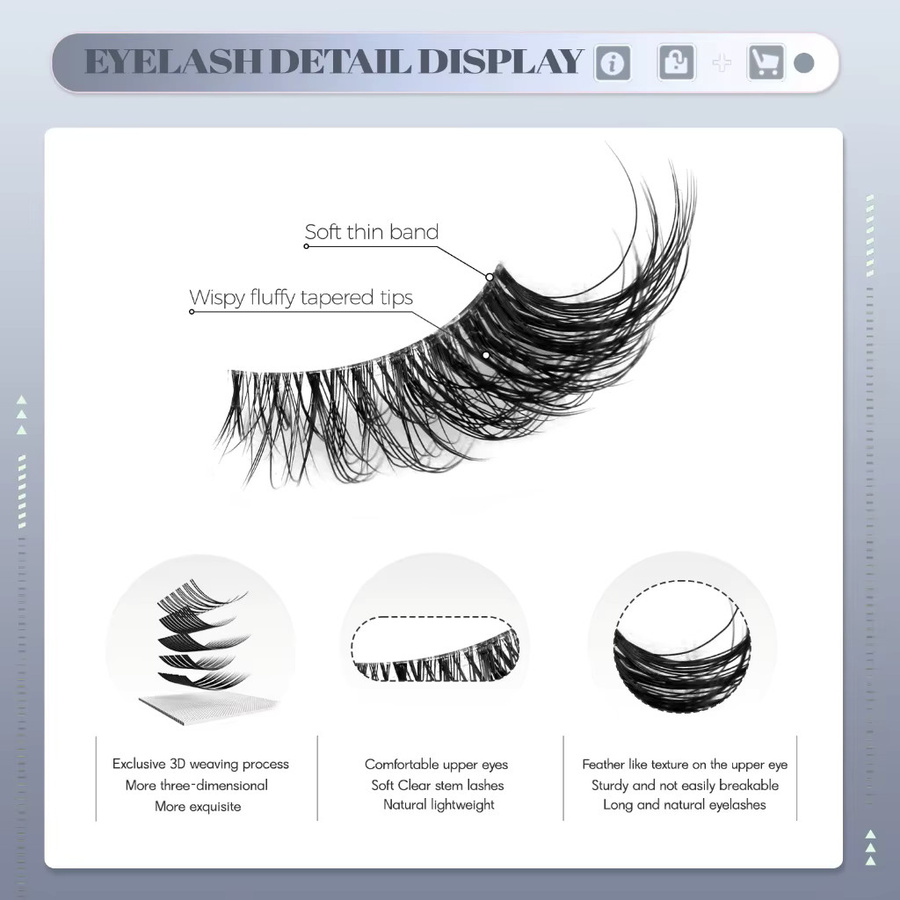 VELTRINAY Künstliche Wimpern, Wispy Cat Eye, Faux Mink, Natürlich - Bild 3