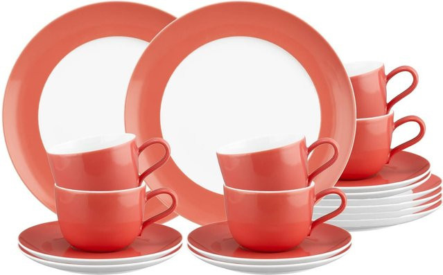 Seltmann Weiden Kaffeeservice Liberty Pure Colors 18er Set in Orange - Bild 1