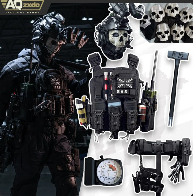 AQzxdc Call of Duty Ghost Cosplay Ausrüstungsset, Schwarz - Bild 1