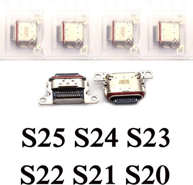 10er Set Samsung Ladeport Ersatzstecker in Silber für S25 S24 S23 S22 S21 S20 Ultra und FE Modelle - Bild 1